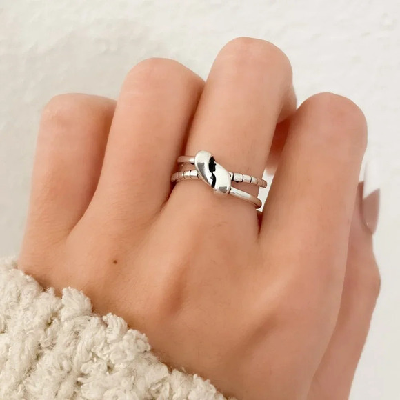 925 Sterling Silver Knot Ring Twist Ring Minimalist Ring Dainty Ring - Picture 1 of 9